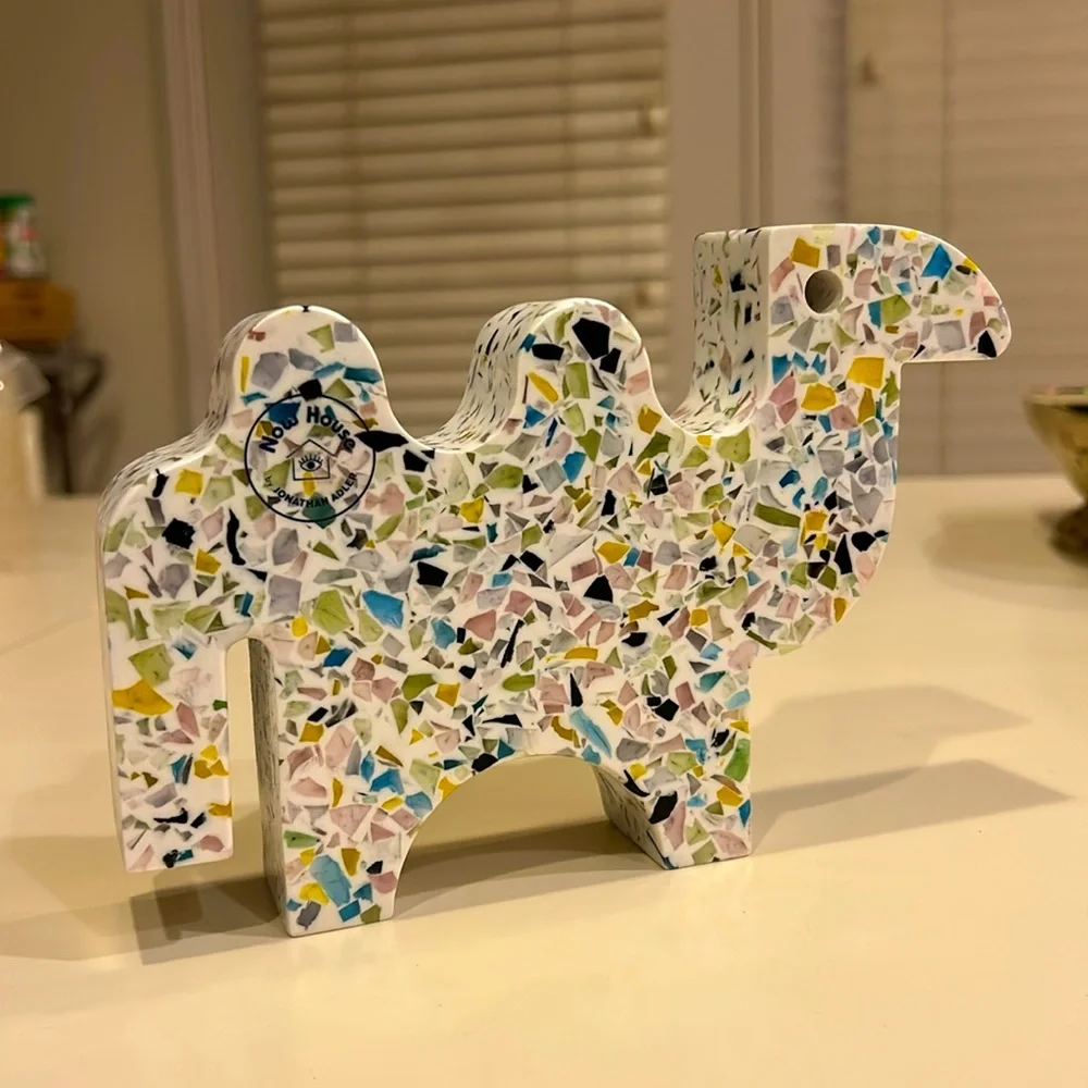Now House by Jonathan Adler Terrazzo Camel Figurine Stylish Speckled Decor